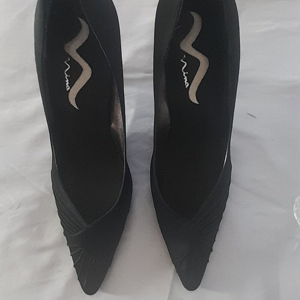 NINA BLACK SATIN DRESSY HIGH HEEL SIZE 11
